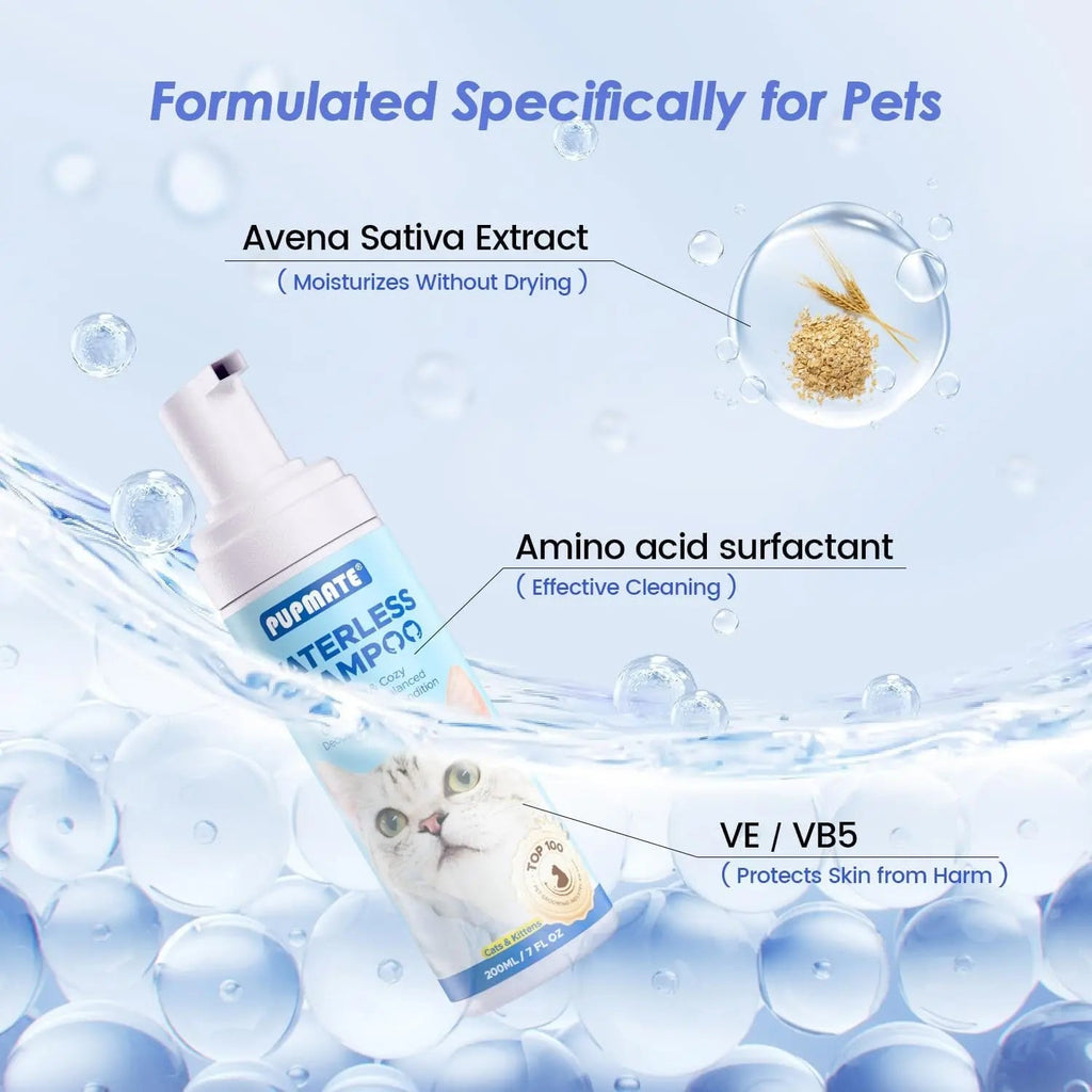 Cat Waterless Shampoo No Rinse Hypoallergenic Detangling Odor Control